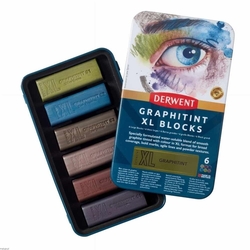 Derwent Graphitint XL Blocks, Grafitové bloky XL farebné, sada 6 ks