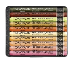 Caran d´Ache Neocolor II - akvarelové voskové pastely, sada 10 ks - teplé odtiene