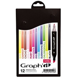 Graphit Marker obojstranná fixa, sada 12 ks - Classic