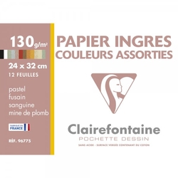 Clairefontaine Ingres Papier hárky 24 x 32 cm, 130 g/m², 12 listov