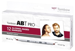 Tombow Marker ABT PRO, Obojstranná liehová fixka, sada 12 ks - Portrét