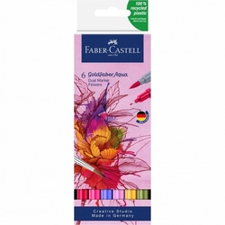Faber-Castell Goldfaber Aqua Dual Marker obojstranný, akvarelový, sada 6 ks - Flowers