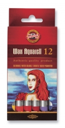 Koh-i-noor WAX AQUARELL Akvarelové voskové pastelky,  sada 12 ks