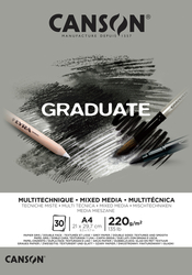 Canson Graduate Mixed Media Skicár 220 g/m², 30 listov - šedý