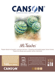 Canson Mi-Teintes Skicár 160 g/m², 20 listov, hnedé odtiene