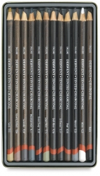 Derwent Tined Charcoal uhlík c ceruzke, sada 12 ks 