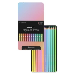 MARCO Square C820 Umelecké pastelky, sada 12 ks - pastelové odtiene