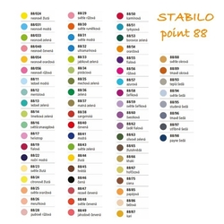 Stabilo point 88 liner - jednotlivé farby