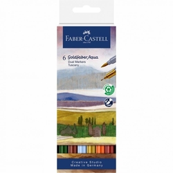 Faber-Castell Goldfaber Aqua Dual Marker obojstranný, akvarelový, sada 6 ks - Tuscany
