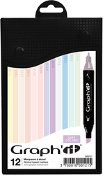 Graphit Marker obojstranná fixa, sada 12 ks - Soft Colors