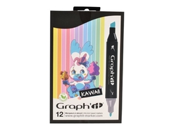 Graphit Marker obojstranná fixa, sada 12 ks - Kawai