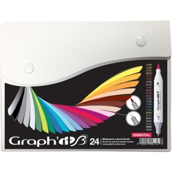 Graphit Brush obojstranná fixa, sada 24 ks - Essential