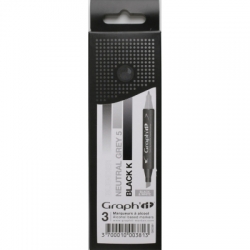 Graph'it Marker obojstranná fixa, sada 3 ks  - Black & White