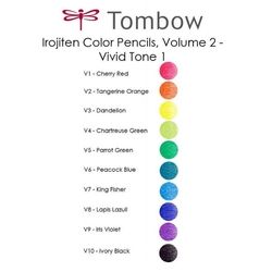 Tombow Irojiten Pastelky umelecké, sada 10 ks - Volume 2/Vivid tone I