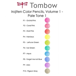 Tombow Irojiten Pastelky umelecké, sada 10 ks - Volume 1/Pale tone I