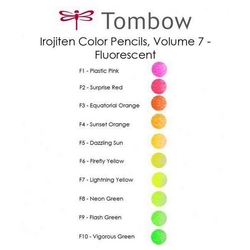 Tombow Irojiten Pastelky umelecké, sada 10 ks - Volume 7/Fluorescence