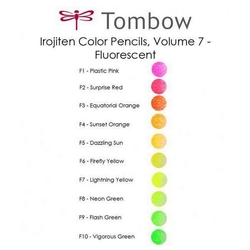 Tombow Irojiten Pastelky umelecké, sada 10 ks - Volume 7/Fluorescence
