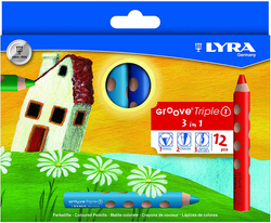 Lyra Groove TripleOne pastelky 3v1, sada 12 ks