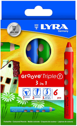 Lyra Groove TripleOne pastelky 3v1, sada 6 ks