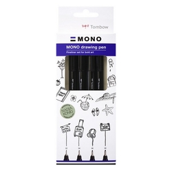 Tombow Fineliner MONO Drawing Pen, sada 4 ks -Bold/hrubý hrot