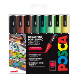UNI Posca PC-5M Popisovač, sada 8 ks - Earth/zemité odtiene