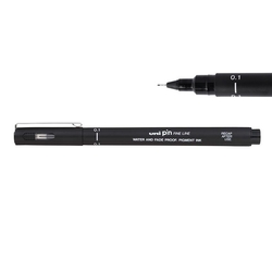 Uni PIN Fineliner Drawing Pen, tenké linery 0.1 - čierna farba