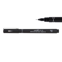 Uni PIN Fineliner Drawing Pen, tenké linery 0.2 - čierna farba