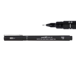 Uni PIN Fineliner Drawing Pen, tenké linery 0.3 - čierna farba