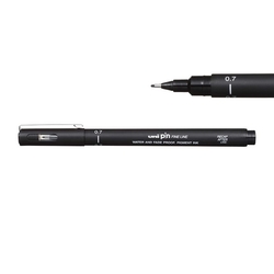 Uni PIN Fineliner Drawing Pen, tenké linery 0.7 - čierna farba