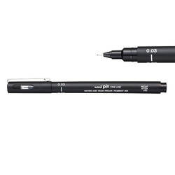 Uni PIN Fineliner Drawing Pen, tenké linery 0.03 - čierna farba
