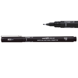 Uni PIN Fineliner Drawing Pen, tenké linery CS 1.0 - čierna farba