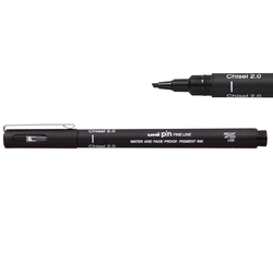 Uni PIN Fineliner Drawing Pen, tenké linery CS 2.0 - čierna farba