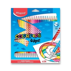 MAPED ColorPeps Oops Farebné pastelky s gumou, sada 24 ks