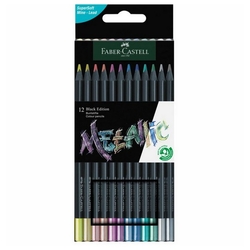 Faber-Castell Black Edition Pastelky trojhranné, sada 12 ks - metalické odtiene, PK 