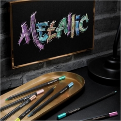 Faber-Castell Black Edition Pastelky trojhranné, sada 12 ks - metalické odtiene, PK 