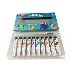 Pébéo Studio Gouache gvašové farby, sada 10 x 20 ml + štetec