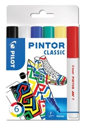 PILOT Pintor F dekoračný popisovač, sada 6 ks - klasické farby