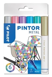 PILOT Pintor F dekoračný popisovač, sada 6 ks - metalické farby