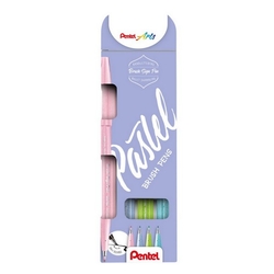 Pentel Brush Sign Pen Popisovač štetčekový, sada 4 ks - Pastel