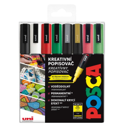 UNI Posca PC-3M Popisovač, sada 8 ks - Christmas/vianočné odtiene