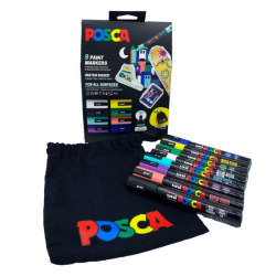 UNI Posca PC-5M Popisovač, sada 6 ks - s bavlneným vreckom