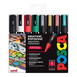 UNI Posca PC-5M Popisovač, sada 8 ks - Vianoce/Christmas
