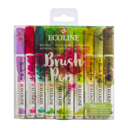 Royal Talens ECOLINE brush pen - akvarelové fixa, sada 10 ks - prírodné odtiene