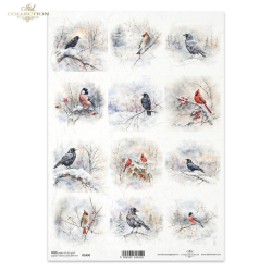 ITD Ryžový papier na decoupage A4 - Vtáci v zime / 2490