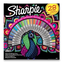 Sharpie Peacock Fine+Utrafine Popisovač permanentný, sada 28 ks - Páv