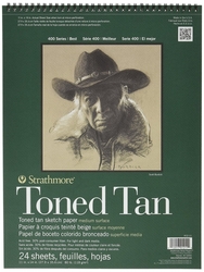 Strathmore Toned Tan, s400, Skicár 27,9 x 35,6 cm, 118 g/m², 24 listov