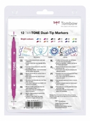 Tombow TwinTone popisovače, sada 12 ks - jasné farby