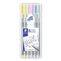 Staedtler Triplus Pastel liner, sada 6 ks - pastelové farby