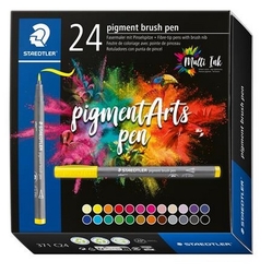 Staedtler Pigment Arts Pen, Fixka so štetcovým hrotom, sada 24 ks