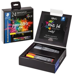 Staedtler Pigment Arts Pen, Fixka so štetcovým hrotom, sada 24 ks